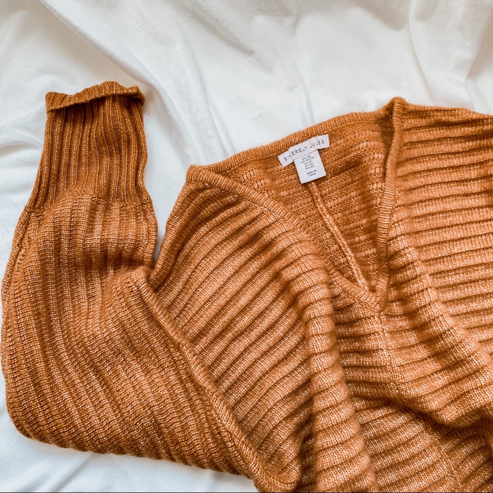 Sincerely Jules V-neck Cropped Fall Sweater SZ XS